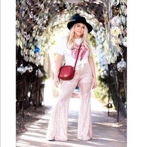 Sequin pants saints and hearts